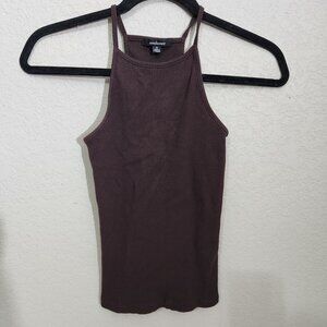 Ambiance Tank Top Womens Small Brown Ribbed Cotton Blend Stretchy